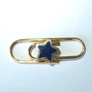 Star Enamel 14K Yellow Gold Paperclip Pendant Charm Connector